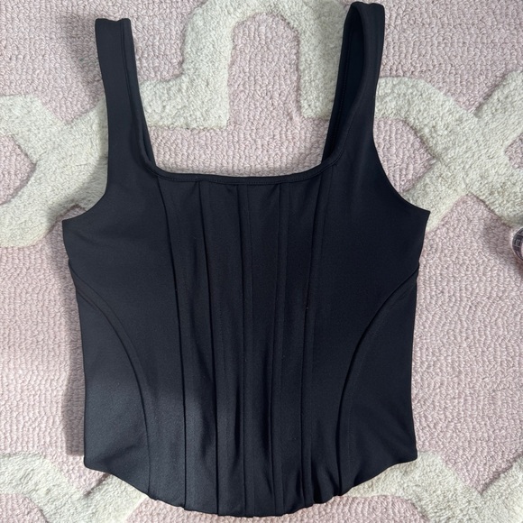 EXPRESS | BLACK BODY CONTOUR BONED STRETCH GOING OUT CLEAN GIRL CORSET TOP - Picture 4 of 7